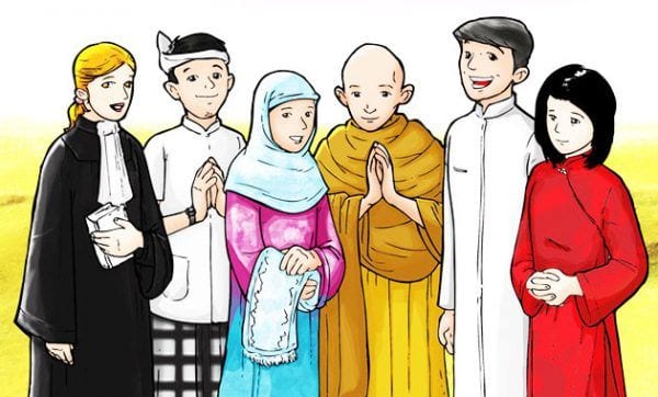 Gambar Kartun Toleransi Antar Umat Beragama