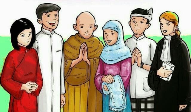Gambar Kartun Toleransi Antar Umat Beragama
