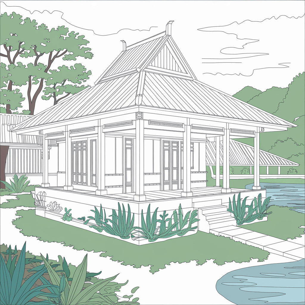 30 Gambar Rumah Belum Diwarnai untuk Diwarnai 2 gambar rumah belum diwarnai 1