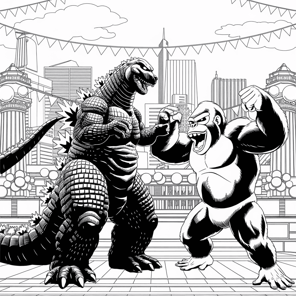 gambar mewarnai godzilla 3