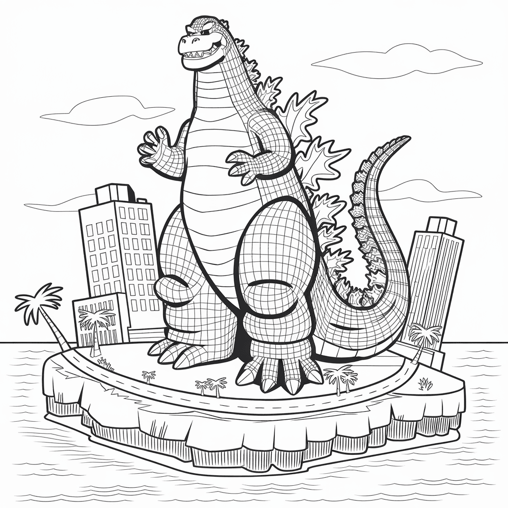 gambar mewarnai godzilla 9