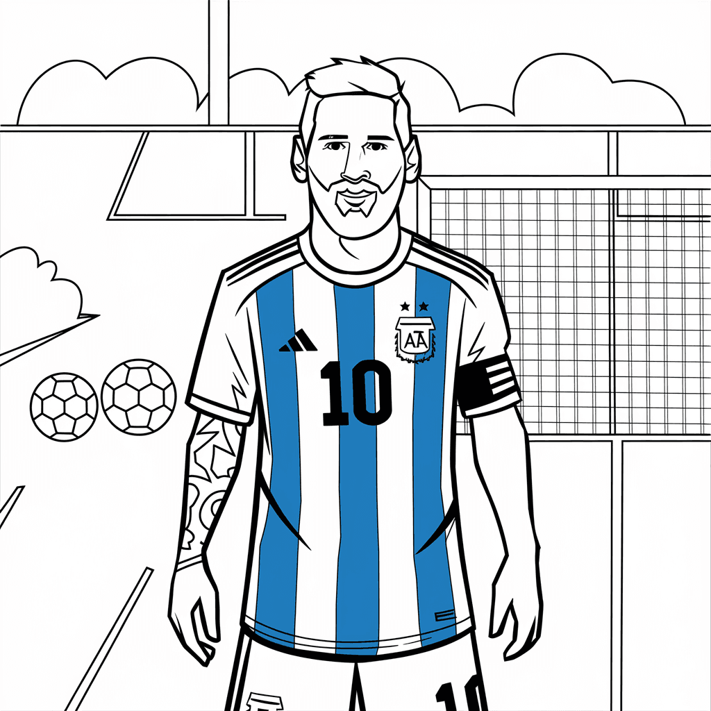 gambar mewarnai messi 7