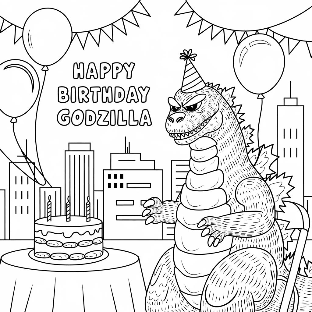 gambar mewarnai godzilla 30 