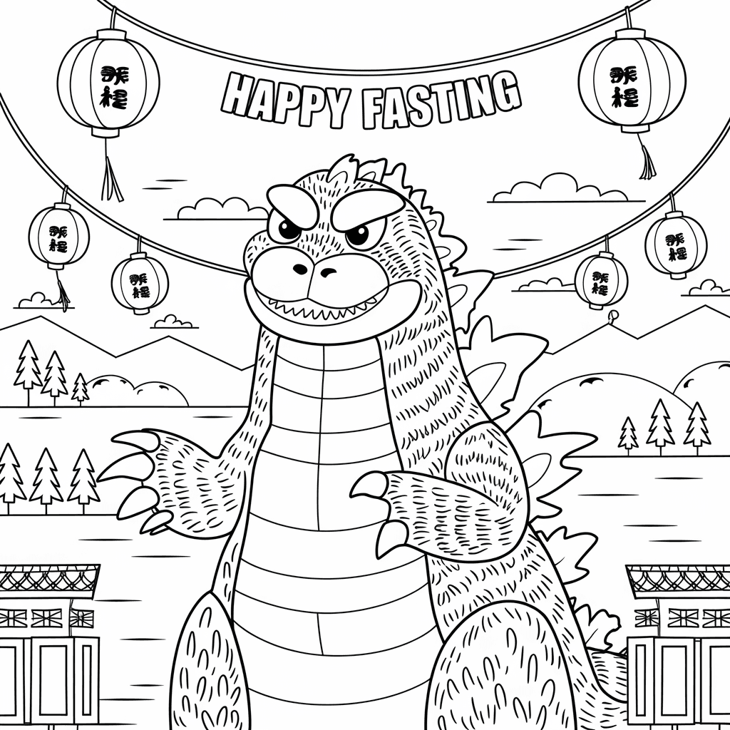 gambar mewarnai godzilla 1