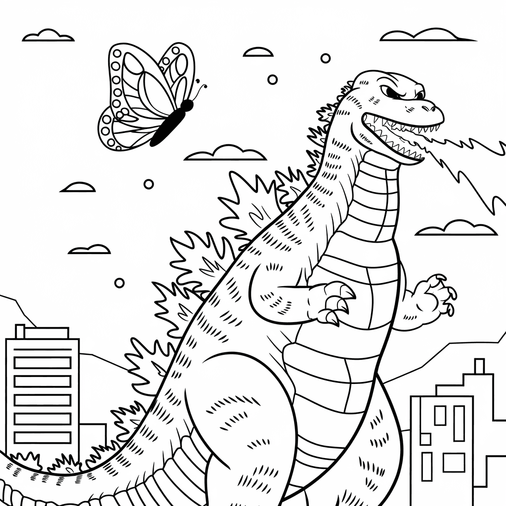 gambar mewarnai godzilla 28 