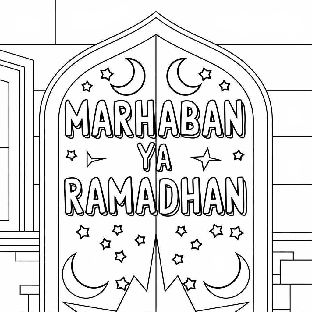 gambar mewarnai bulan ramadhan 22