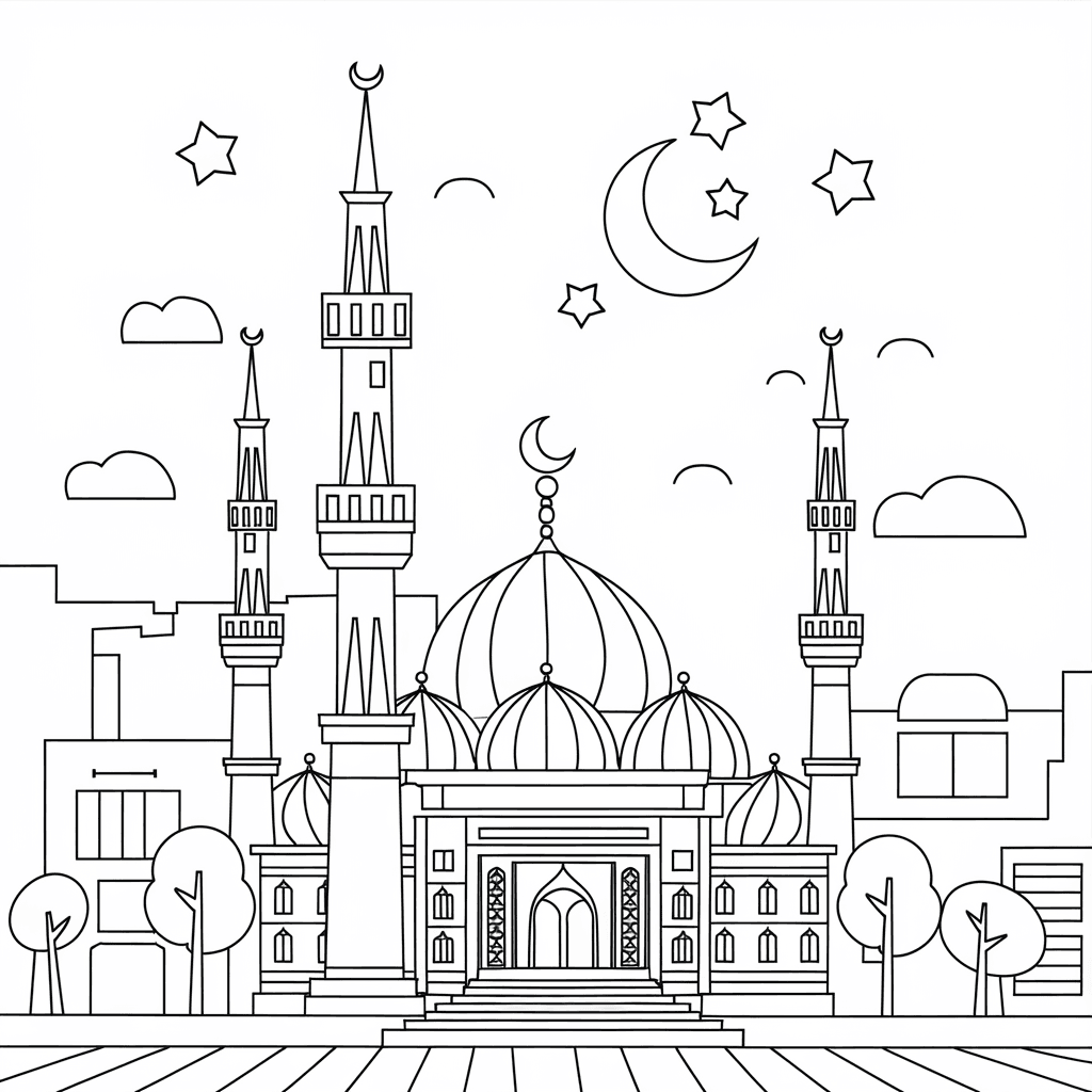 gambar mewarnai bulan ramadhan 1