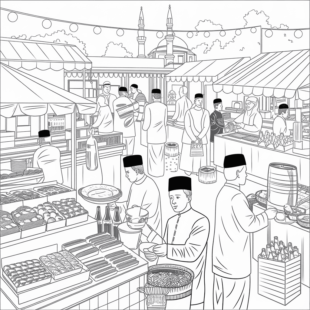 gambar mewarnai bulan ramadhan 14