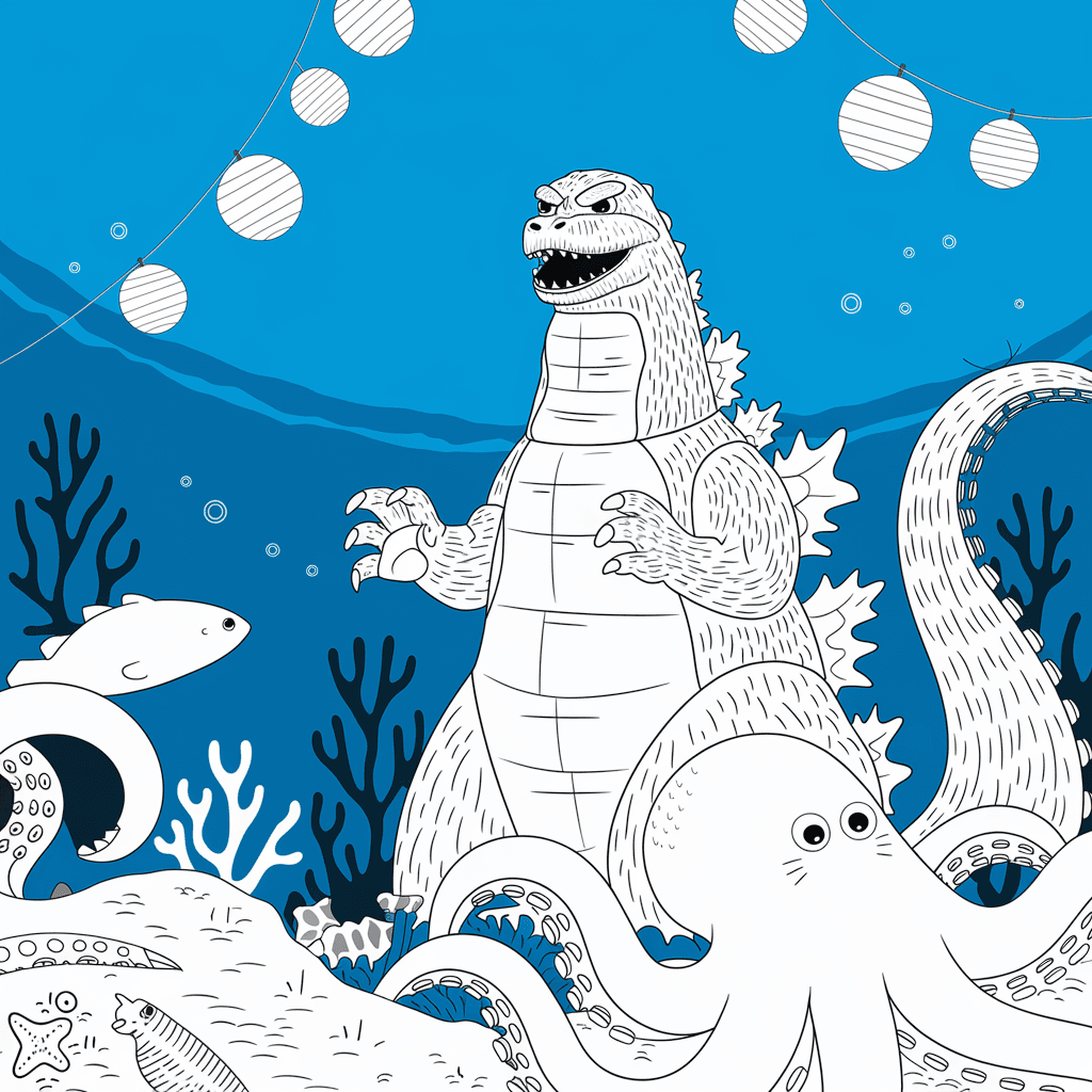 gambar mewarnai godzilla 4