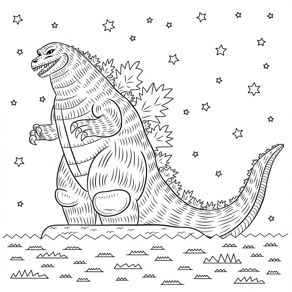 gambar mewarnai godzilla 23 