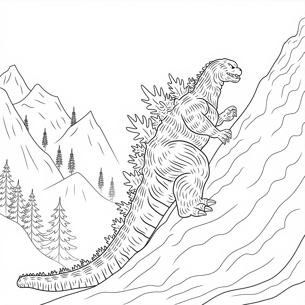 gambar mewarnai godzilla 25 