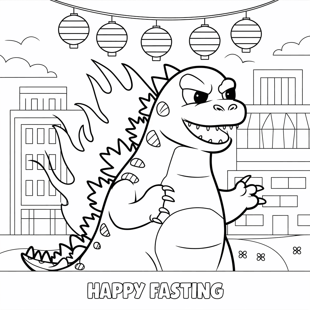 gambar mewarnai godzilla 2