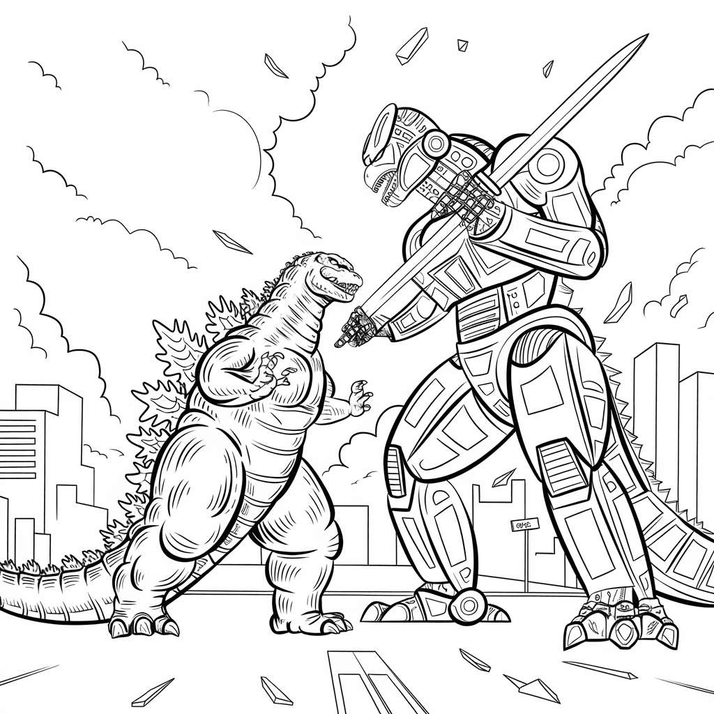 gambar mewarnai godzilla 21 