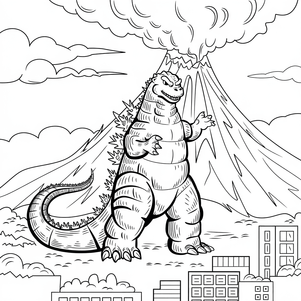 gambar mewarnai godzilla 20 