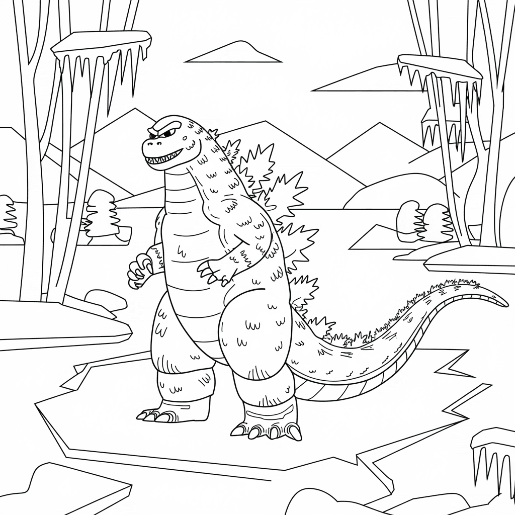 gambar mewarnai godzilla 17 