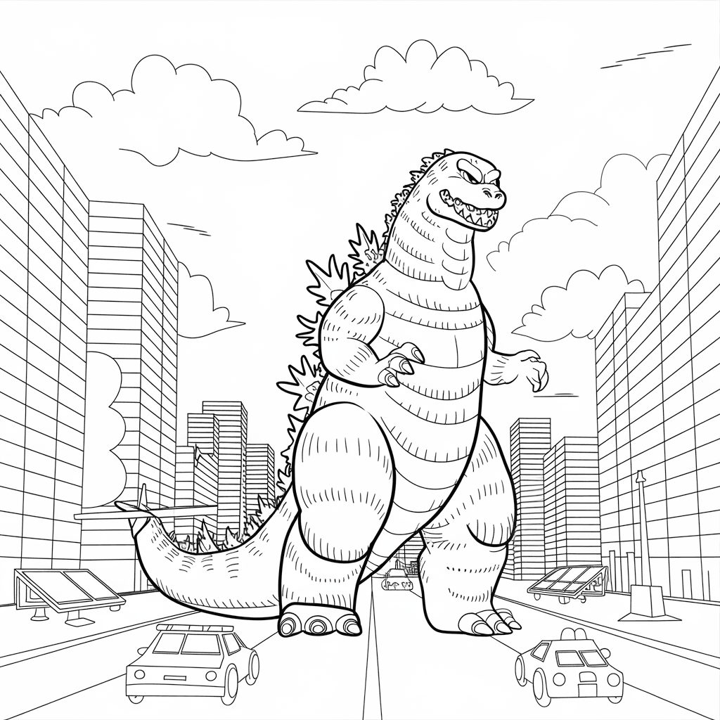 gambar mewarnai godzilla 18 