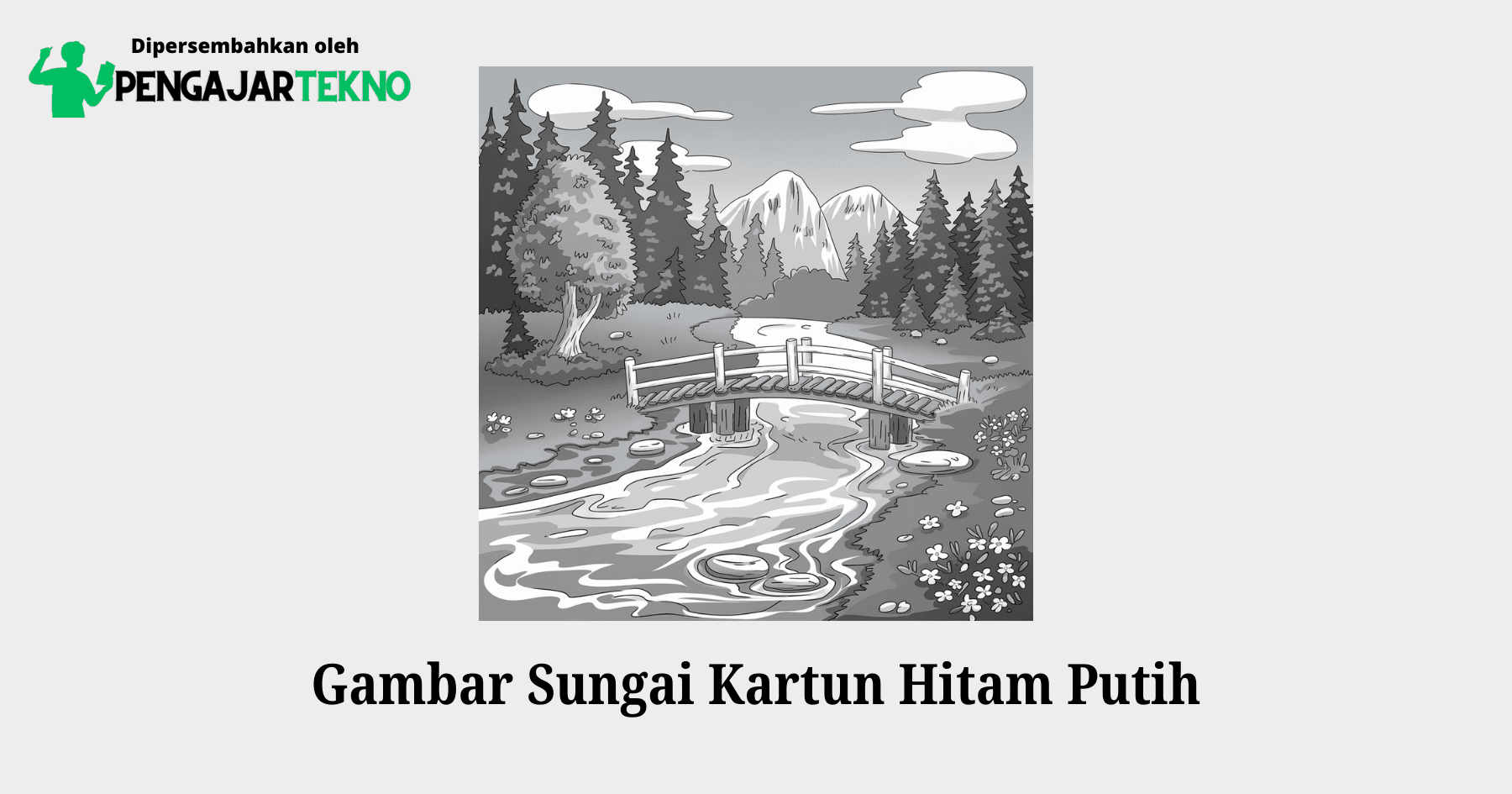 gambar sungai kartun hitam putih