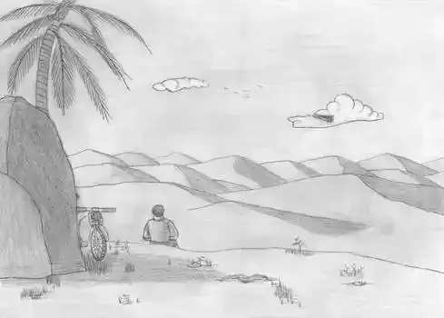 gambar arsiran pemandangan gunung