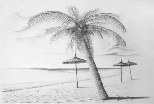 gambar arsiran pemandangan gunung