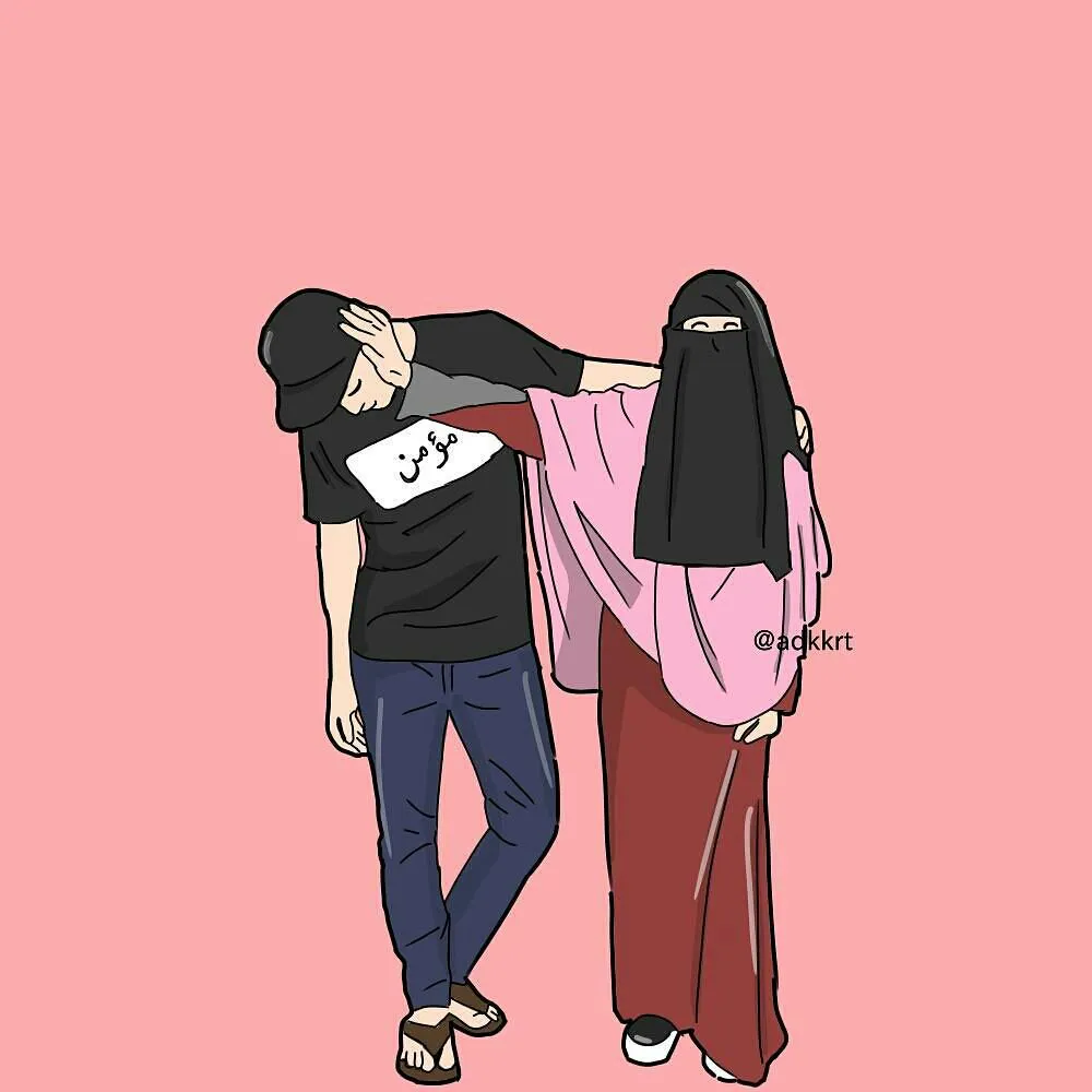 Gambar Kartun Muslimah Couple Romantis Terpisah 10 gambar kartun muslimah couple romantis terpisah