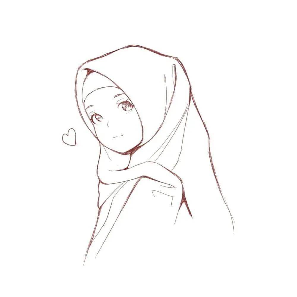 Kumpulan 16 Sketsa Gambar Orang Berhijab Yang Mudah 6 sketsa gambar orang berhijab yang mudah