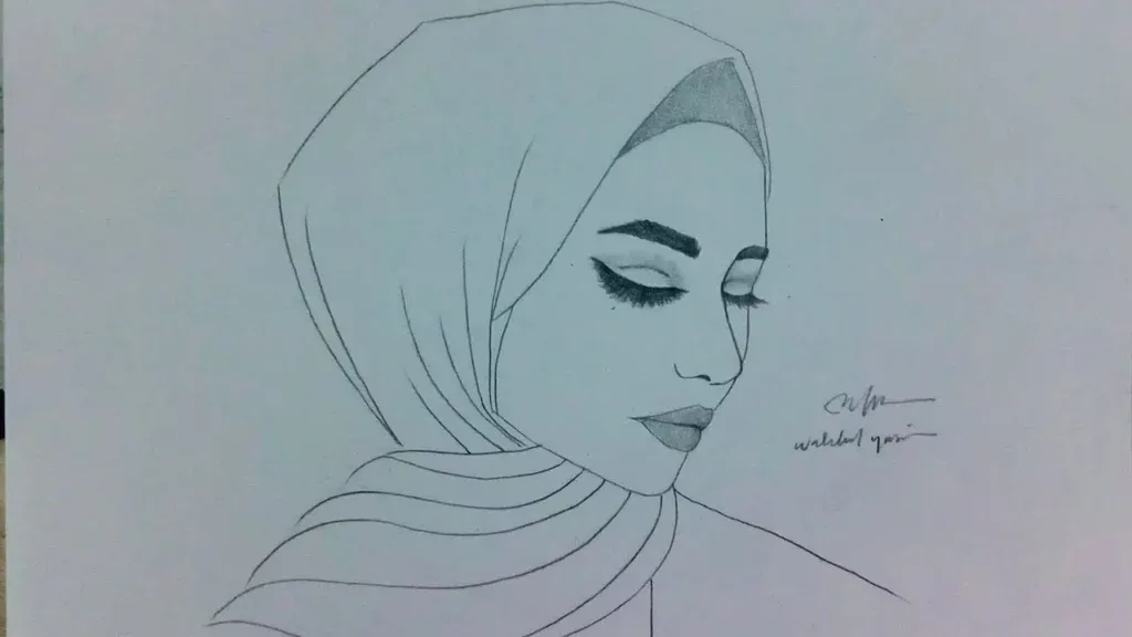 Kumpulan 16 Sketsa Gambar Orang Berhijab Yang Mudah 7 sketsa gambar orang berhijab yang mudah