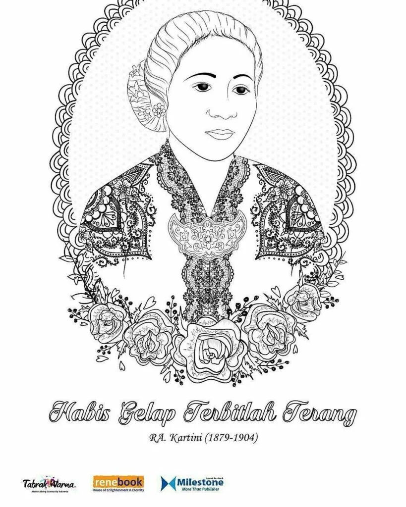 Kumpulan Sketsa Gambar RA Kartini Untuk Diwarnai 2 Sketsa Gambar RA Kartini Untuk Diwarnai