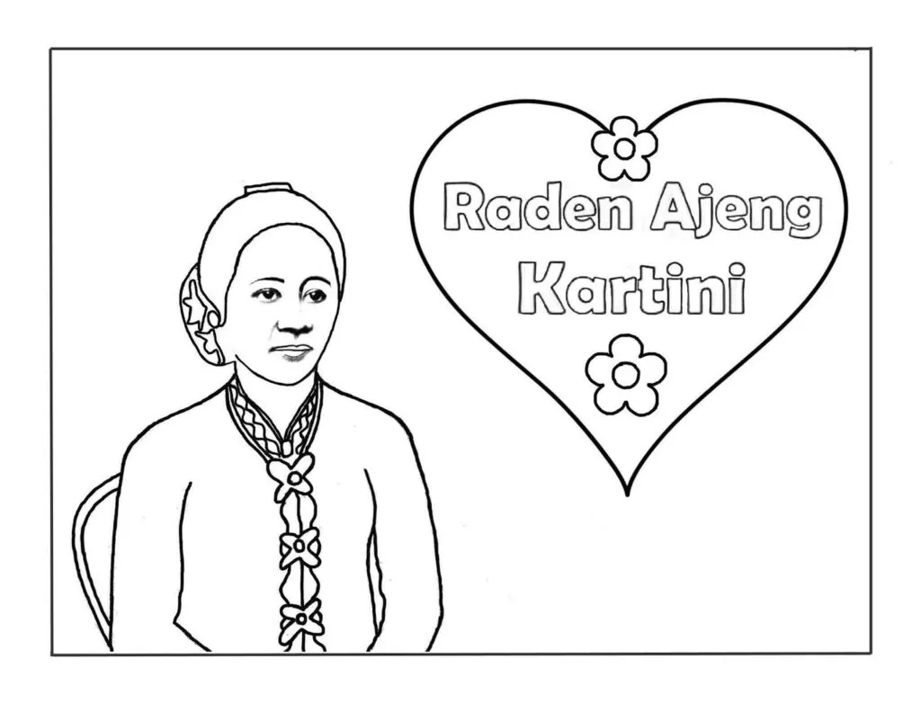 Kumpulan Sketsa Gambar RA Kartini Untuk Diwarnai 4 Sketsa Gambar RA Kartini Untuk Diwarnai
