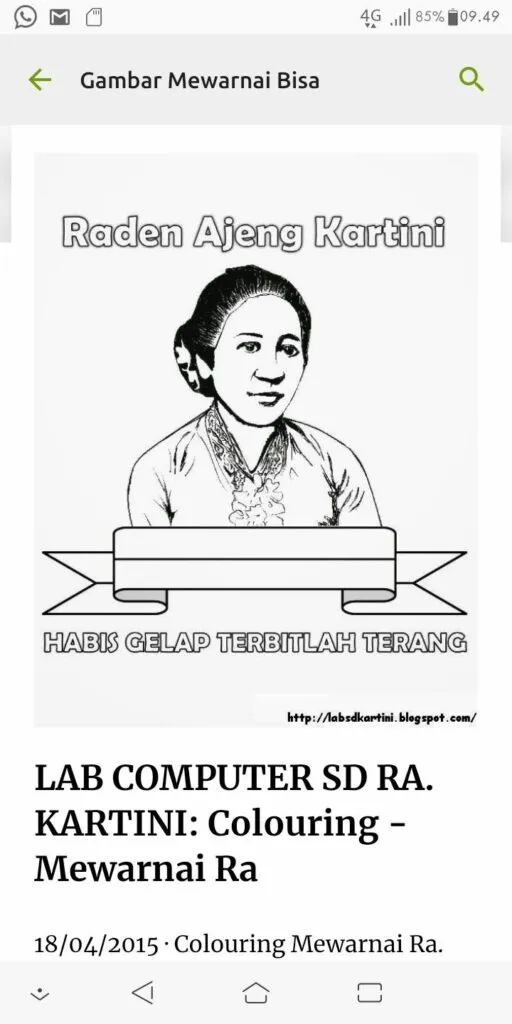Kumpulan Sketsa Gambar RA Kartini Untuk Diwarnai 5 Sketsa Gambar RA Kartini Untuk Diwarnai