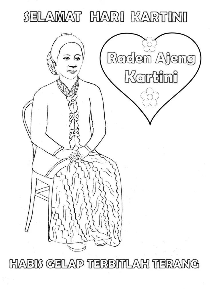 Kumpulan Sketsa Gambar RA Kartini Untuk Diwarnai 6 Sketsa Gambar RA Kartini Untuk Diwarnai