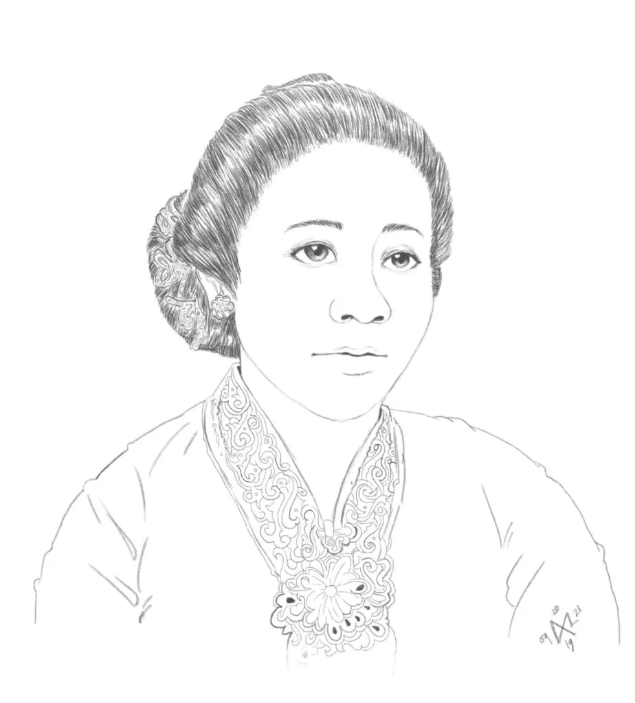 Kumpulan Sketsa Gambar RA Kartini Untuk Diwarnai 7 Sketsa Gambar RA Kartini Untuk Diwarnai