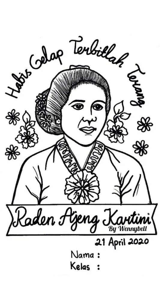 Kumpulan Sketsa Gambar RA Kartini Untuk Diwarnai 10 Sketsa Gambar RA Kartini Untuk Diwarnai