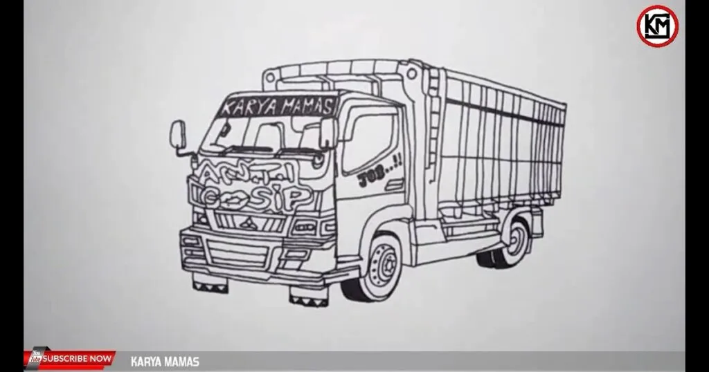 sketsa truk oleng
