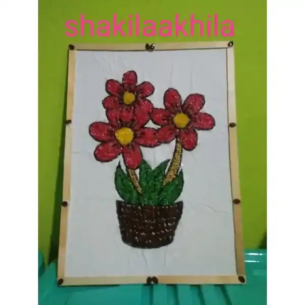 gambar kolase bunga mawar dari biji bijian