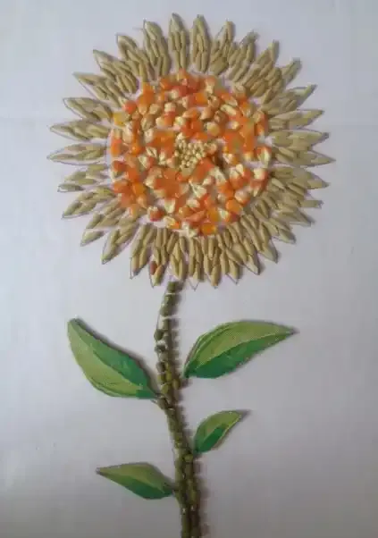 gambar kolase bunga mawar dari biji bijian