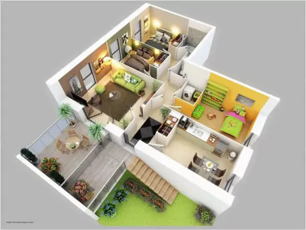 denah rumah 6x8 3 kamar