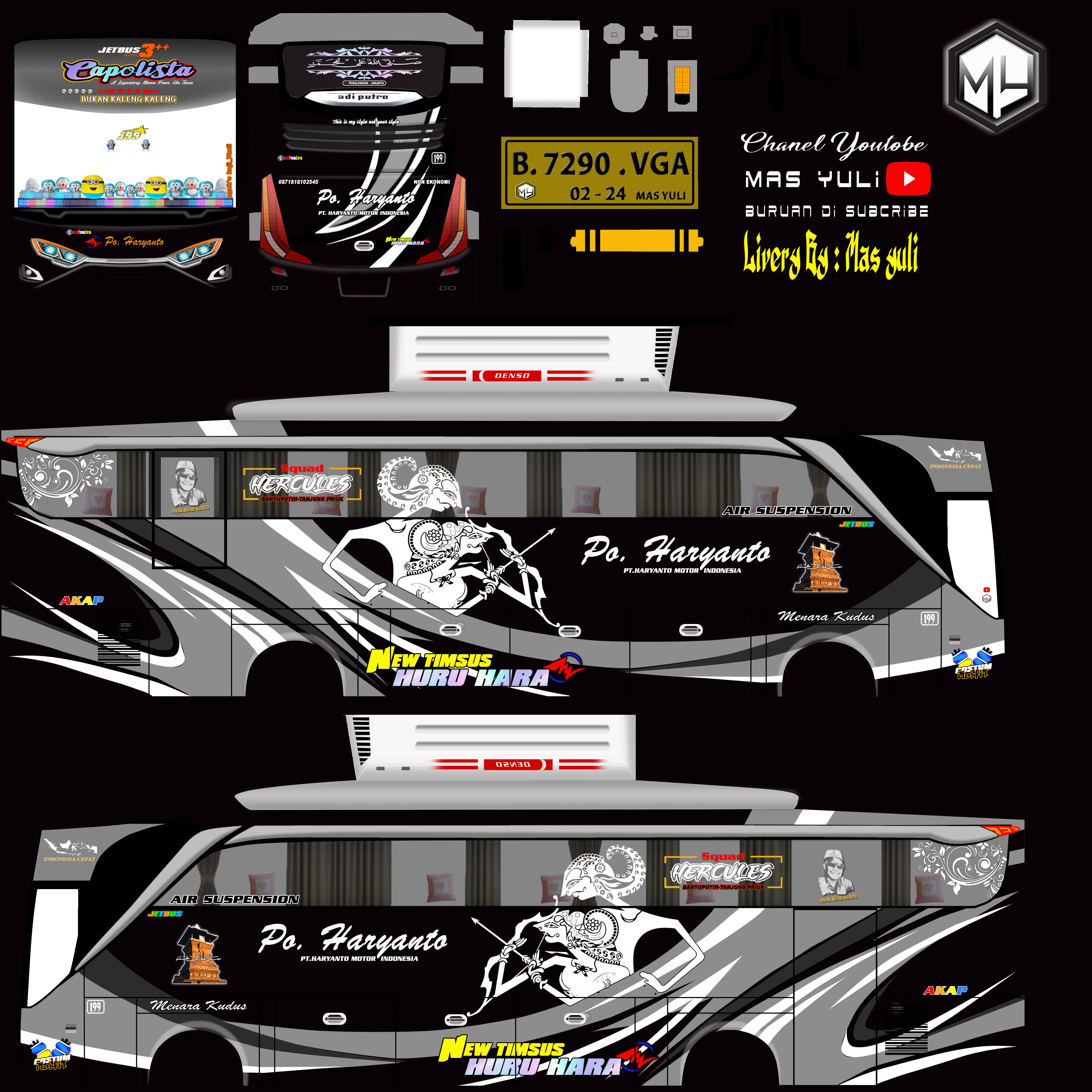 Kumpulan Livery Bussid PO Haryanto Keren Banget Lengkap 2 livery bussid po haryanto