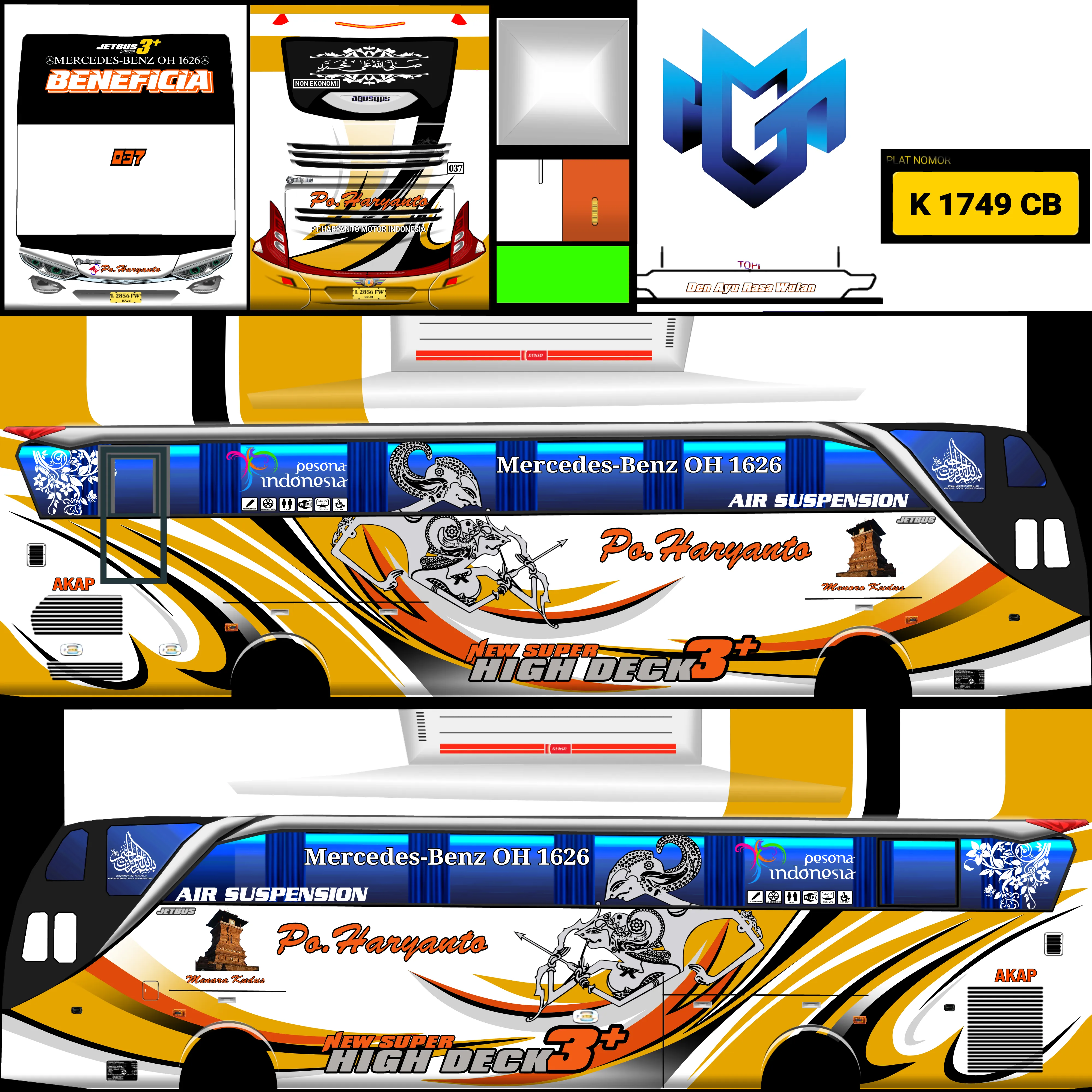 Kumpulan Livery Bussid PO Haryanto Keren Banget Lengkap 11 livery bussid po haryanto