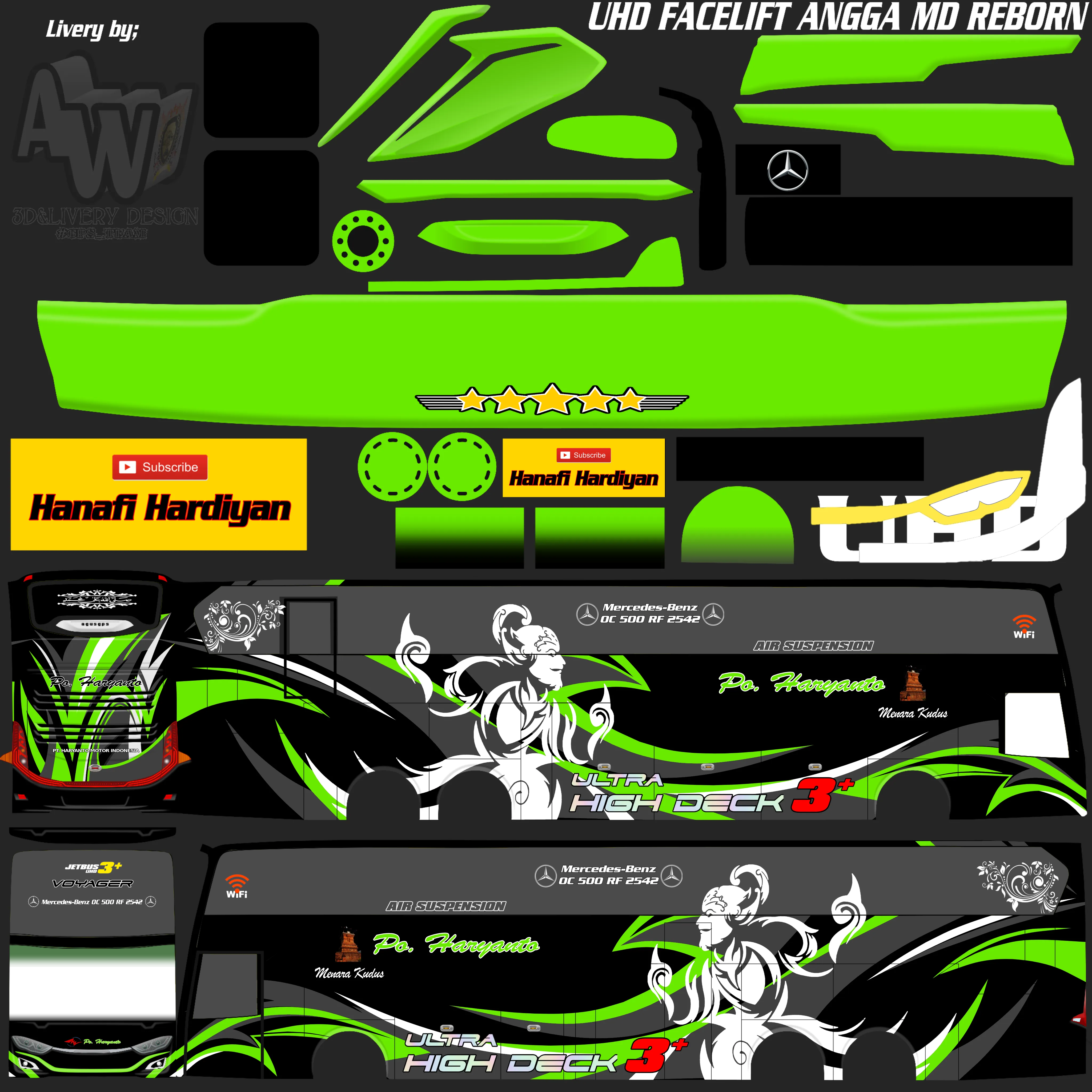 Kumpulan Livery Bussid PO Haryanto Keren Banget Lengkap 6 livery bussid po haryanto