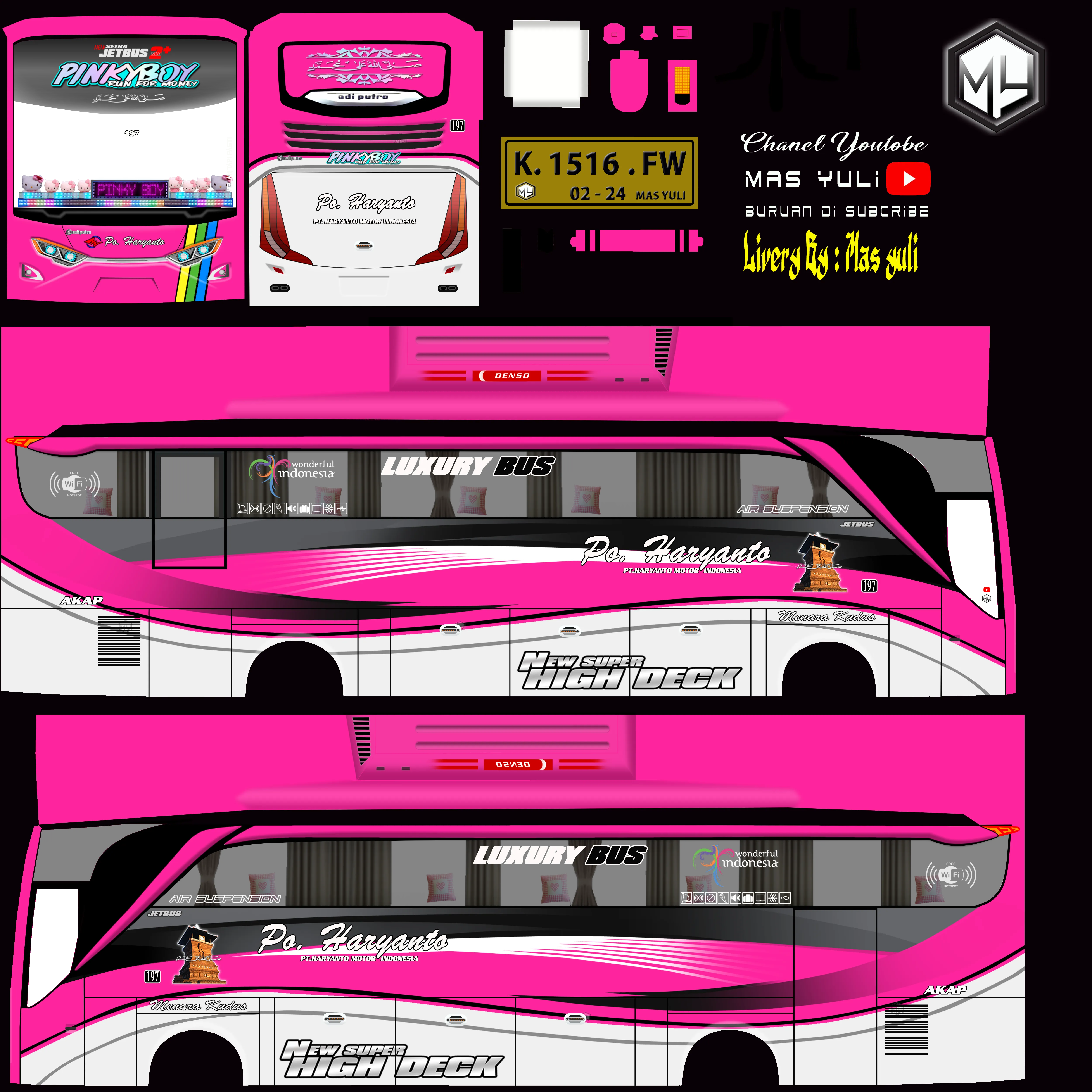 Kumpulan Livery Bussid PO Haryanto Keren Banget Lengkap 12 livery bussid po haryanto