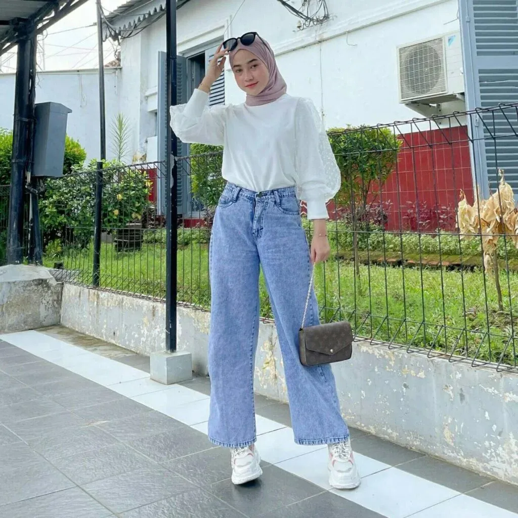 outfit celana kulot jeans