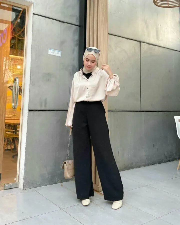 outfit celana kulot jeans