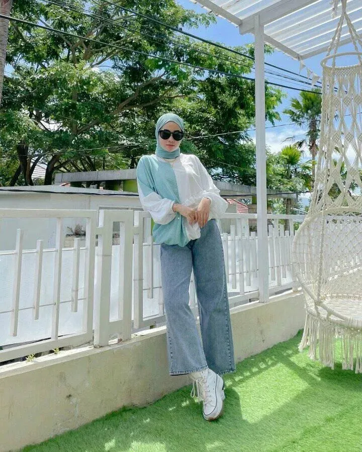 outfit celana kulot jeans