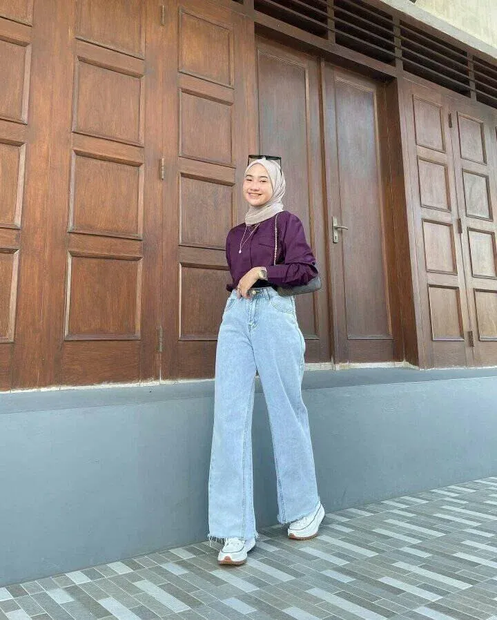 outfit celana kulot jeans