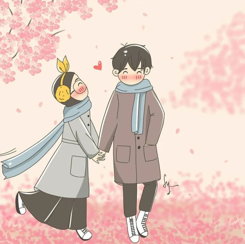 Kumpulan Gambar Kartun Muslimah Couple Romantis Terbagus 25 Gambar Kartun Muslimah Couple Romantis