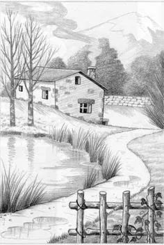 Kumpulan Sketsa Gambar Pemandangan Terbagus Lengkap 43 Sketsa Gambar Pemandangan