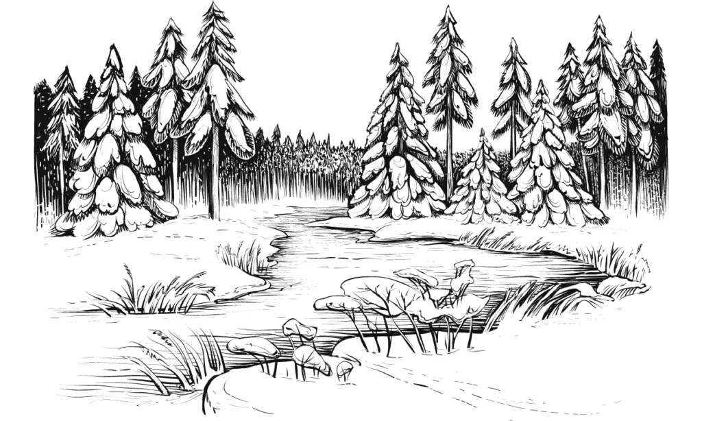 Kumpulan Sketsa Gambar Pemandangan Terbagus Lengkap 14 Sketsa Gambar Pemandangan