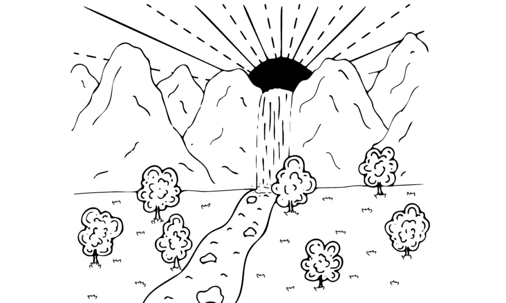 Kumpulan Sketsa Gambar Pemandangan Terbagus Lengkap 18 Sketsa Gambar Pemandangan