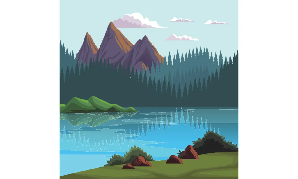 Sketsa Gambar Pemandangan Alam Beserta Warnanya