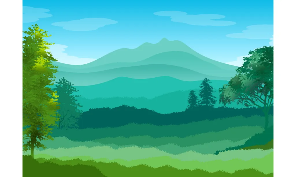 Sketsa Gambar Pemandangan Alam Beserta Warnanya